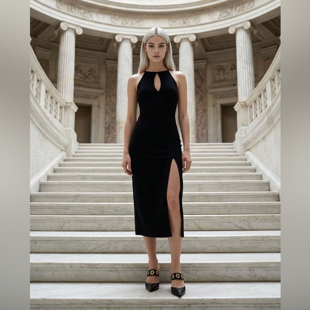 🖤 Bec + Bridge Black Midi Dress – Size 8